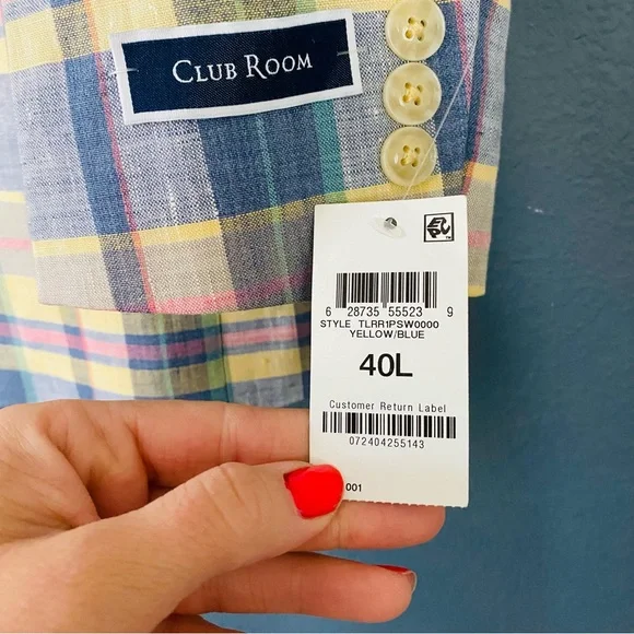 Men’s Club Room preppy blazer suit jacket size 40L new with tags Easter